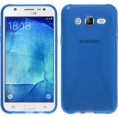 Produktbild von PhoneNatic Case kompatibel mit Samsung Galaxy J7 (2015 / J700) - blau Silikon Hülle X-Style + 2 Schutzfolien