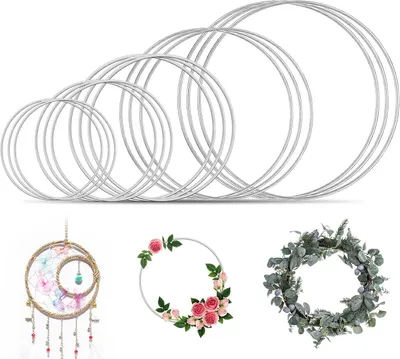 Imagen del producto de Juego de aros metálicos, de 15 piezas, de 10 a 30 cm, para proyectos de bricolaje y decoración