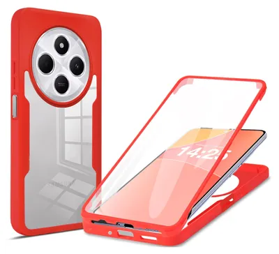 Produktbild von 360 Grad Rundum Schutz Handyhülle für Xiaomi Redmi 14C Full Cover Vollschutz Case Farbe: Rot