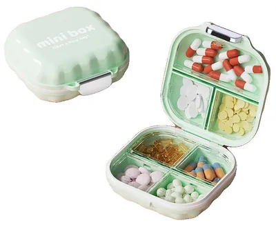 Zdjęcie produktu dla Organizer do tabletek, 7 przegródek, wodoodporny, kolor zielony