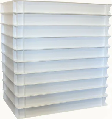 Produktbild von 10 x Pizzateigbehälter Pizzaballenbox weiß 60x40x7 cm