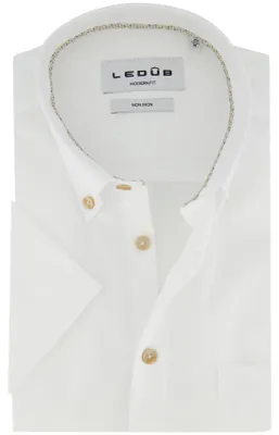 Produktbild von Hemd Ledub Modern Fit Kurzarm Button-Down-Kragen weiß
