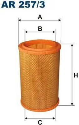 Produktbild von Luftfilter AR 257/3 für RENAULT ESPACE III, LAGUNA I – H 207 mm, Ø 131,5 mm