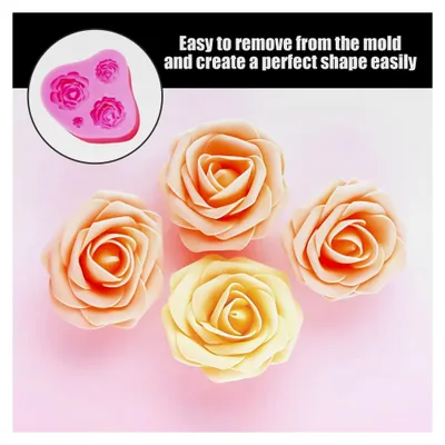 Produktbild von 5 Stück Silikonformen in Blumenform, Rosenblütenform, Bougainvillea-Form, 3D-Silikonform für Kuchen, Schokolade und Kekse