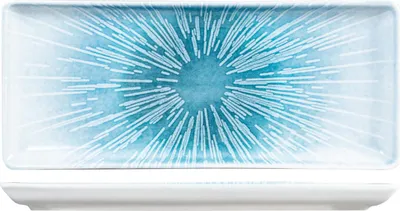 Produktbild von H&H Neptune Rechteckiger Porzellanteller, 15 x 35 cm, modernes Design, Farbverlauf Blau