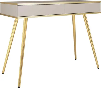 Productafbeelding van FURNLUX console tafel, kleur: beige met gouden accenten, afmetingen: 102 x 50 x 79 cm.Hoofdkleur: beige