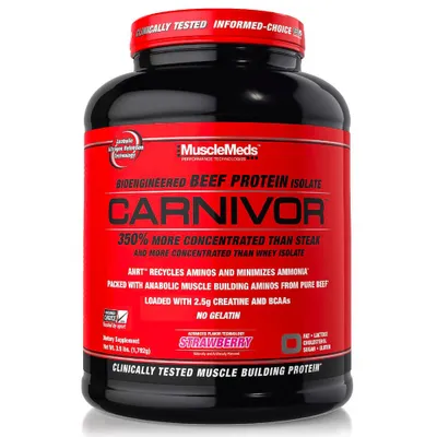 Produktbild von MuscleMeds Carnivor Erdbeergeschmack 1792 g