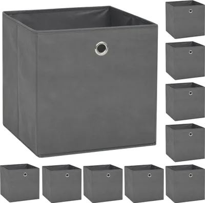 Produktbild von Aufbewahrungsboxen 10 Stk. Vliesstoff 32 x 32 x 32 cm Grau