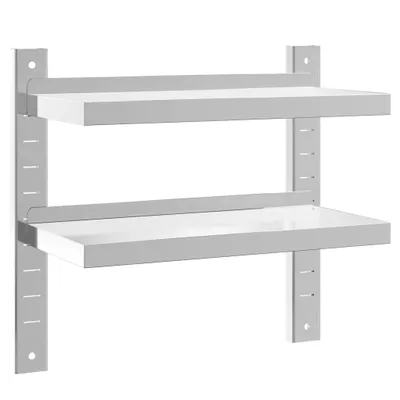 Obrázek produktu pro 2patrová nástěnná police 50x23,5x48 cm stříbrná nerezová ocel