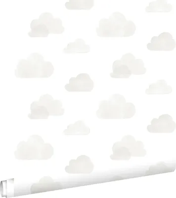 Produktbild von ESTAhome Tapete kleine Wolken Hellgrau und Weiß 53 cm x 10.05 m