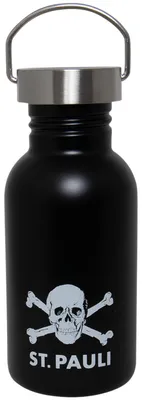 Produktbild von FC St. Pauli Trinkflasche Edelstahl 500 ml Totenkopf, robuste & geschmacksneutrale Edelstahlflasche, spülmaschinengeeignet, nachhaltiges Material, offizieller Fanartikel