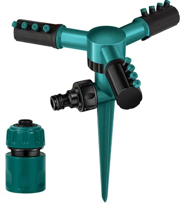 Produktbild von Gartenregner Rasensprenger Bewässerungssprenger - 360 Grad drehbar - 3 Arme - Einstellbarer Sprühwinkel - Für Rasen, Garten und Terrasse