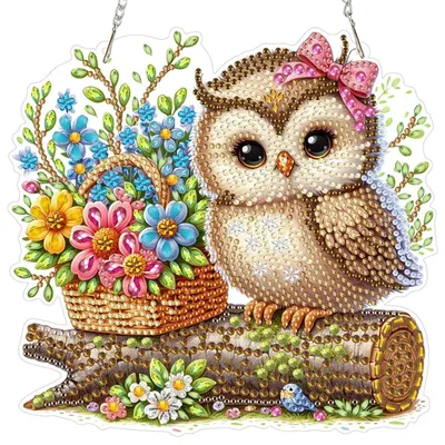 Produktbild von 5D Diamond Painting Anhänger Vogel Blume Sonnenfänger Fensterbilder DIY Set Lichtfanger GSL030