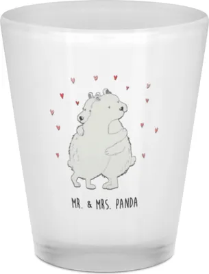 Produktbild von Mr. & Mrs. Panda Schnapsglas Eisbär Umarmen - Transparent - Geschenk, Tiermotive, Shotglas, Pinnchen, Stamperl, Likörglas, Gläschen