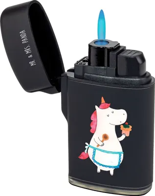 Produktbild von Mr. & Mrs. Panda sturmfeuerzeug Einhorn Küche - Schwarz - Geschenk, Torte, gas anzünder, Muffin, Gasfeuerzeug, Kuchen, Einhörner, Unicorn, zigarettenanzünder, Feuerzeug