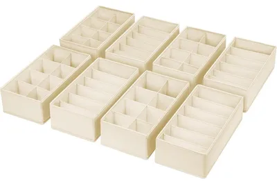 Productafbeelding van Ladenorganizer, set van 8 stuks, 30 x 15 x 9 cm, beige