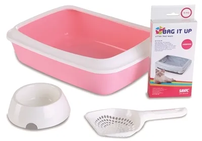 Produktbild von Savic Kitten kuweta Iriz zestaw startowy różowy / biały