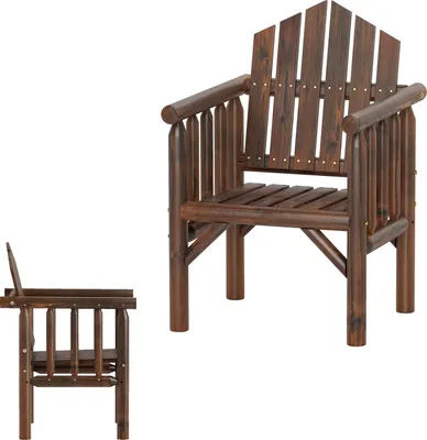 Immagine prodotto di Sedia da giardino KOMFOTTEU in legno massello, sedia da esterno con braccioli e schienale alto, panca da balcone ergonomica con struttura a doghe (marrone, 1 posto)