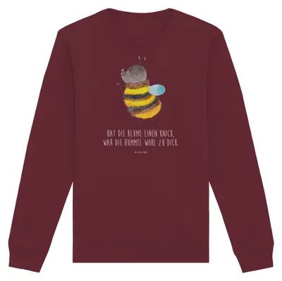 Produktbild von Mr. & Mrs. Panda Bio Baumwoll Pullover Hummel flauschig Größe XL - Burgundy - Geschenk, Blume, Sweatshirt, Biene, Sweater, Lustige Sprüche, Natur, Pulli