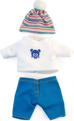 Image de vêtements de poupée garçon 21 cm blanc/bleu 3 pièces