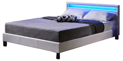 Produktbild von HOME DELUXE - LED Bett ASTRO - Weiß, 180 x 200 cm - inkl. Matratze und Lattenrost I Polsterbett Design Bett inkl. Beleuchtung, KI-generiertes Bild