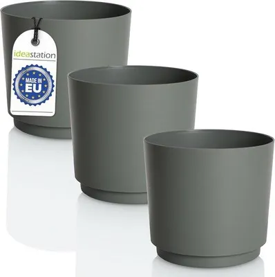Produktbild von Kunststoffpflanztöpfe Set 3 Stück grün-grau 14,5 cm