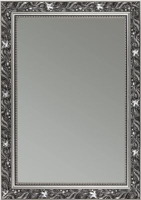 CLAMARO 'Ludwig' Antik Wandspiegel mit Rahmen | Schwarz Grau Silber | Shabby Chic Vintage Barock Spiegel mit Holzrahmen | Barockspiegel inkl. Metall Aufhänger und Montagematerial, Größe:70x75