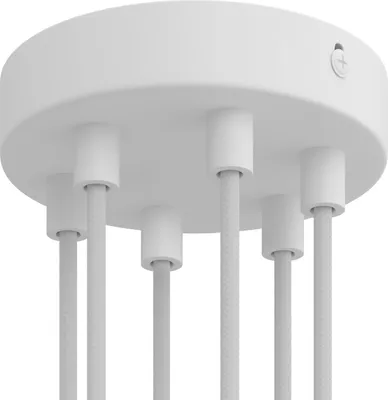 Immagine prodotto di Creative-Cables Kit rosone cilindrico in Metallo a 6 Fori - Cilindrico, Bianco Opaco