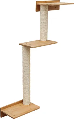 Imagen del producto de Árbol rascador de 107 cm para pared, con 3 plataformas, ideal para gatos. Fabricado en sisal y diseñado para montaje en pared