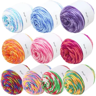 Produktbild von Strickwolle Acryl mehrfarbig 10 x 45 g Regenbogengarn zum Häkeln und Basteln