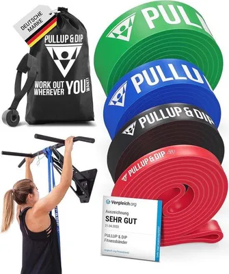 Productafbeelding van Famanu weerstandsbanden voor pull-ups en calisthenics - set met trainingsgids en deuropzetstuk