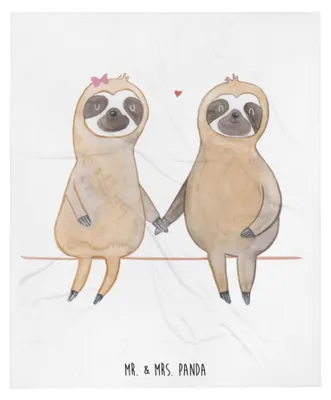 Produktbild von Mr. & Mrs. Panda Wohndecke Faultier Pärchen - Weiß - Geschenk, Bettdecke, Plaid, Liebe, Beziehung, Sofaüberwurf, Kuscheldecke, Gemeinsam, Tagesdecke