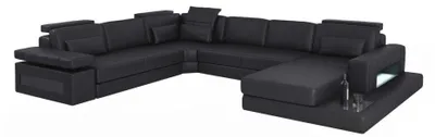 Produktbild von Wohnlandschaft Bettfunktion Leder Ecksofa U-Form Sofa Couch Textil Sofas Design
