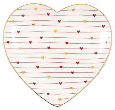 Produktbild von Greengate Teller GRACE HEART in Herzform Weiß mit Herzen 17x16 cm