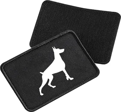 Produktbild von Huuraa Patch Dobermann Silhouette Black 10 x 6,5cm Baumwolle Klettpatch für Mütze Geschenkidee