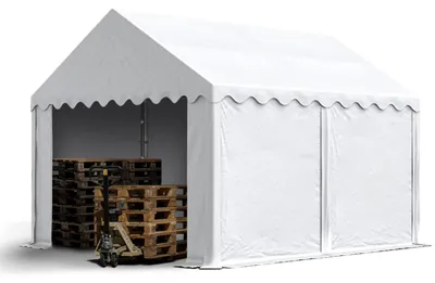 Produktbild von TOOLPORT Lagerzelt 3x4 m Industriezelt Unterstand PVC Plane 750 N weiß mit Bodenrahmen