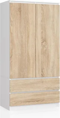 Produktbild von Kleiderschrank mit Schubladen 90 cm LOTA - weiß / Sonoma Eiche