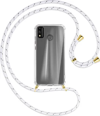 Produktbild von Handykette Backcover-Schutzhülle mit Band (Metall goldfarben) für Honor 9X Lite - weiß/grau