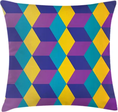 Obrázek produktu pro ABAKUHAUS Abstraktní povlak na polštář, geometrická iluzivní kostka, ilustrace, 40 x 40 cm, vícebarevný