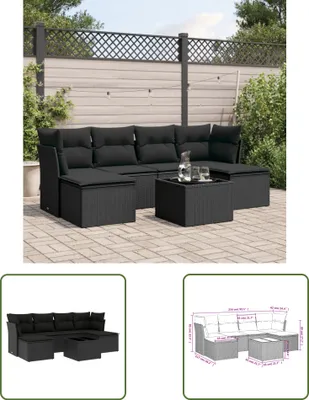 Produktbild von The Living Store 7-tlg. Garten-Sofagarnitur mit Kissen Schwarz Poly Rattan