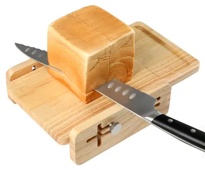 Produktbild von Manueller Brotschneider für selbstgebackenes Brot, Holz Brotschneidehilfe mit einstellbarer Dicke, ideal für Küche & Backzubehör Geschenk