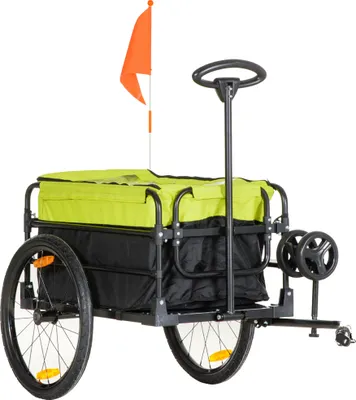 Zdjęcie produktu dla HOMCOM Przyczepa rowerowa przyczepa towarowa ze sprzęgiem, odłączana skrzynia, wózek ręczny z odblaskami, uchwyt, przyczepa transportowa do 40 kg ładowności, Oxford