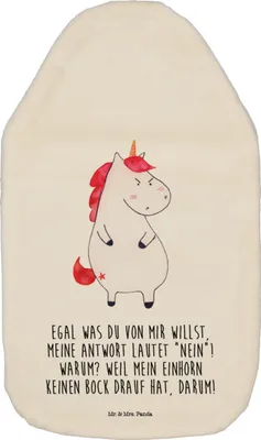 Produktbild von Mr. & Mrs. Panda Wärmekissen Einhorn Wut - Weiß - Geschenk, Bettflasche, Ansage, Wärmflasche, wärmebeutel, Spaß, Nein, Wärmeflasche, Arbeit, Einhörner, Unicorn