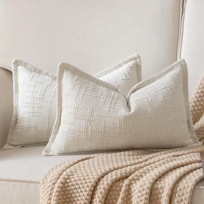 Produktbild von Chenille Kissenbezug 30x50 cm Cremeweiß 2er Set