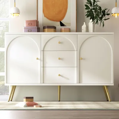 Produktbild von Sideboard Weiß 140x40x84cm mit 2 Türen und 3 Schubladen