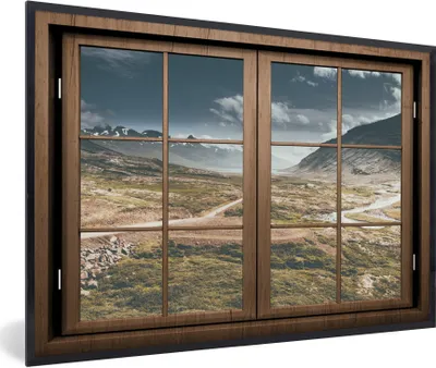 Produktbild von MuchoWow® MuchoWow® Gerahmtes Poster Aussicht - Berg - Weg 90x60 cm - Poster mit zchwarzem Bilderrahmen - Fotorahmen - Foto-Plakat