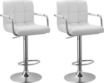 Image de Lot de 2 tabourets de bar blanc avec accoudoirs MIKE