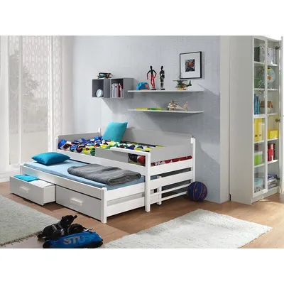 Obrázek produktu pro Dětská postel s přistýlkou 90x200 SELTERS - bílá / šedá