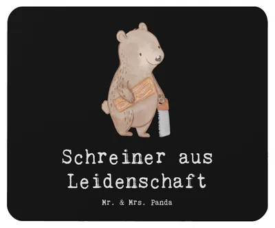 Produktbild von Mr. & Mrs. Panda Mousepad Schreiner Leidenschaft - Schwarz - Geschenk, mousematte, mauspad laptop, Mouse Pad