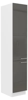 Produktbild von Küchen Hochschrank 40 Lara Grau Hochglanz Küchenzeile Küchenblock Küche